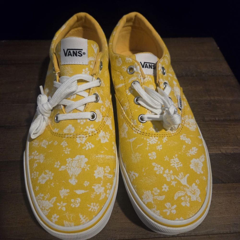 Vans Women's Bright Yellow Floral Sneakers